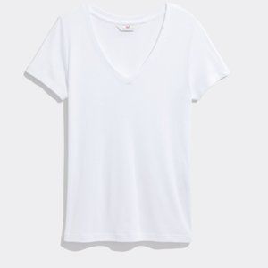 Simple V-neck White Short-Sleeve
